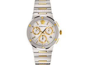 7630030582530 - Chronograph VERSACE GRECA LOGO CHRONO VEZ900321 Armbanduhren silberfarben (silberfarben goldfarben) Herren Quarzuhren