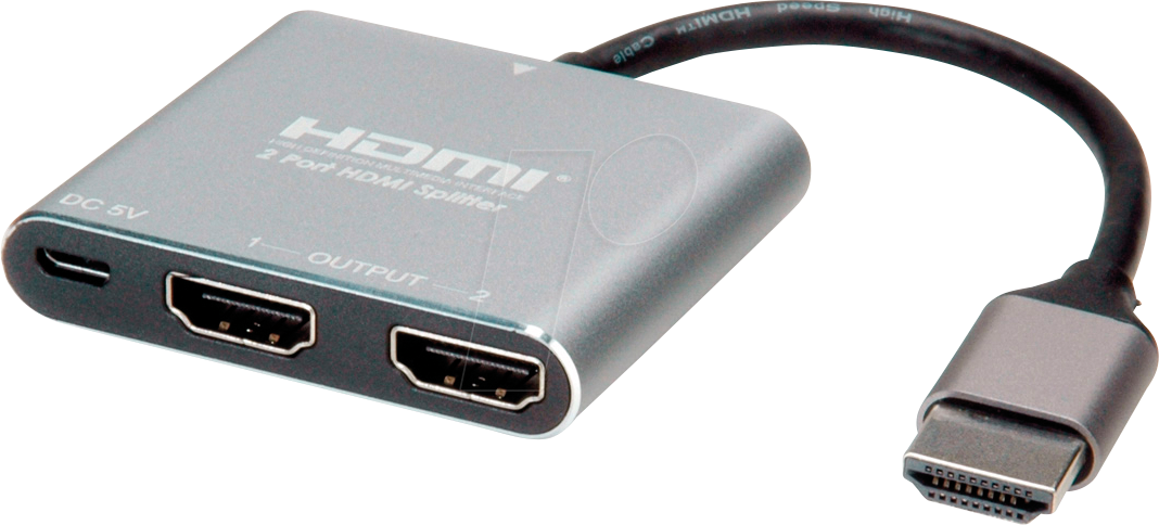 7630049610859 - Value - 14993585 HDMI-Splitter 3840 x 2160 Pixel Silber