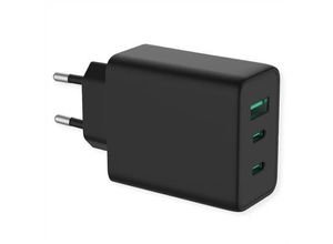 7630049623415 - VALUE USB Charger mit Euro-Stecker 3-Port (Typ-A 2x Typ-C) 65W GaN