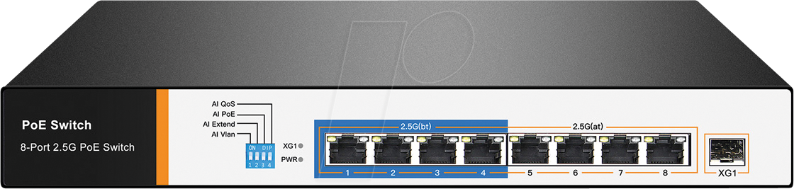 7630049628885 - 21991189 - Switch 9-Port 25 Gigabit Ethernet PoE++ SFP+