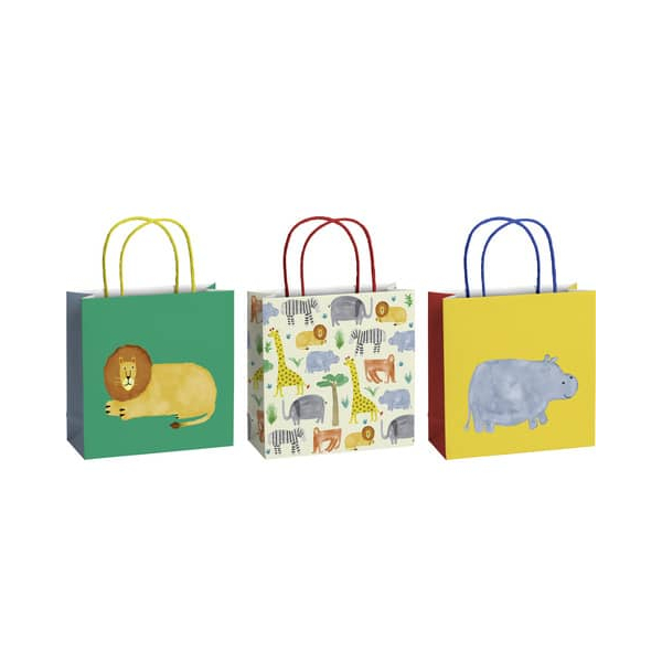 7630050867365 - Geschenktasche 2543 5328 99 Kids - Timba Kinder gedrehte Kordel 3 Motive sortiert Wildtiere 200mm x 200mm 7630050867365 Stew