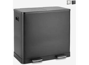 7630377942745 - Mülleimer 2 Behälter 60 Liter Mülltrennsystem Treteimer Lindo XL Farbe Schwarz