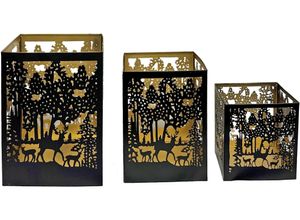 7640131161541 - Laterne »Dameco Forest 3er Set Gold Schwarz«