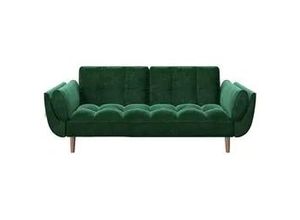 7640136868940 - PLAYBOY - Sofa SCARLETT gepolsterte Couch mit Bettfunktion Samtstoff in Grün Retro-Design