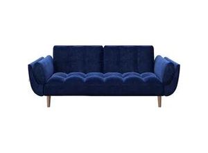 7640136868957 - 2-Sitzer-Sofa Scarlett Blau Samt mit Schlaffunktion