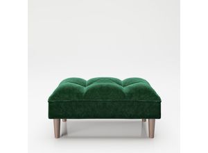 7640136868988 - PLAYBOY - Ottoman SCARLETT gepolsterte Fussablage passend zum Sofa Samtstoff in Grün mit Massivholzfüsse Retro-Design