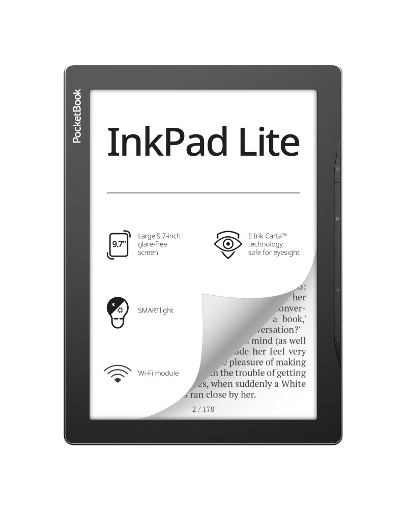 7640152096495 - InkPad Lite - eBook-Reader - 8GB - 229 cm (9) einfarbig E Ink Carta (1200 x 825) - Touchscreen - microSD-Steckplatz - Wi-Fi - Mist Gray (PB970-M-WW)