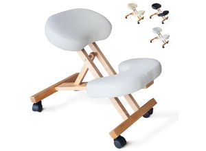 7640169381881 - Bodyline Health And Massage - Orthopädischer schwedischer Bürohocker ergonomischer Kniestuhl Balancewood Farbe Weiß