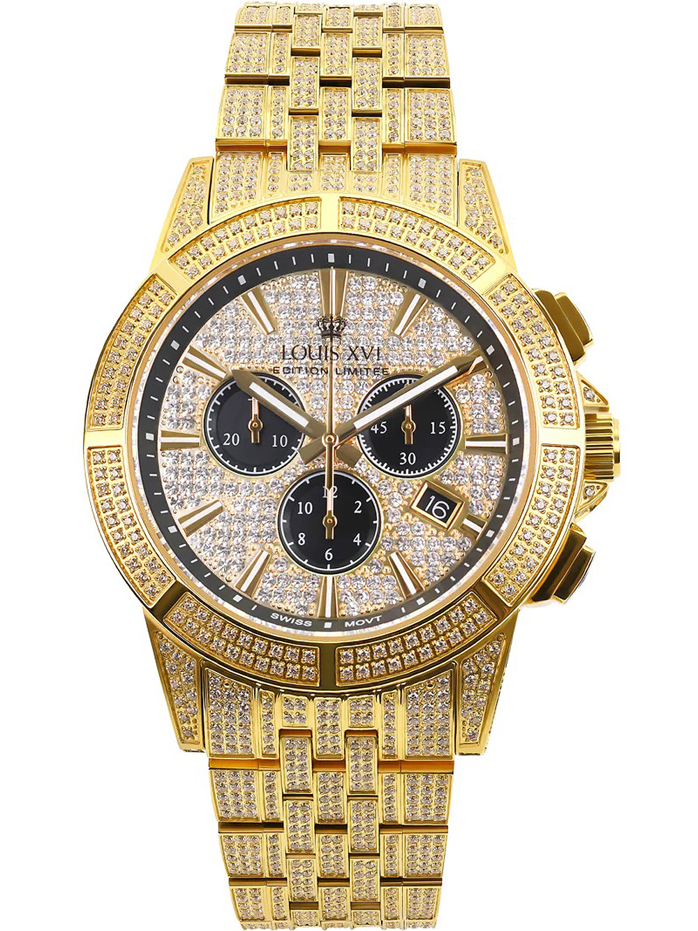 7640172147603 - Louis XVI LXVI1123 Majeste Iced Out Chronograph Herrenuhr 43mm 5ATM