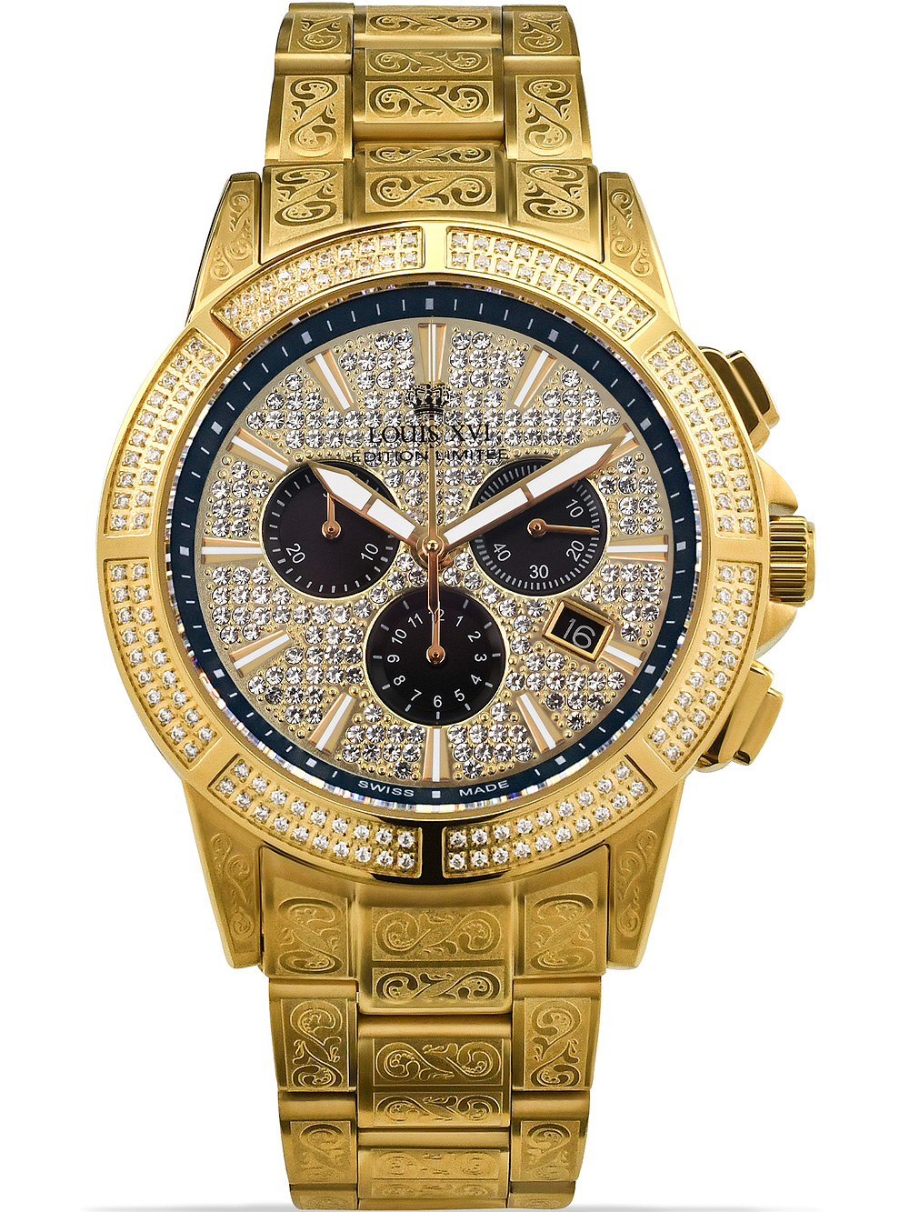 7640172147702 - Louis XVI LXVI1126 Majeste Iced Out Chronograph Herrenuhr 43mm