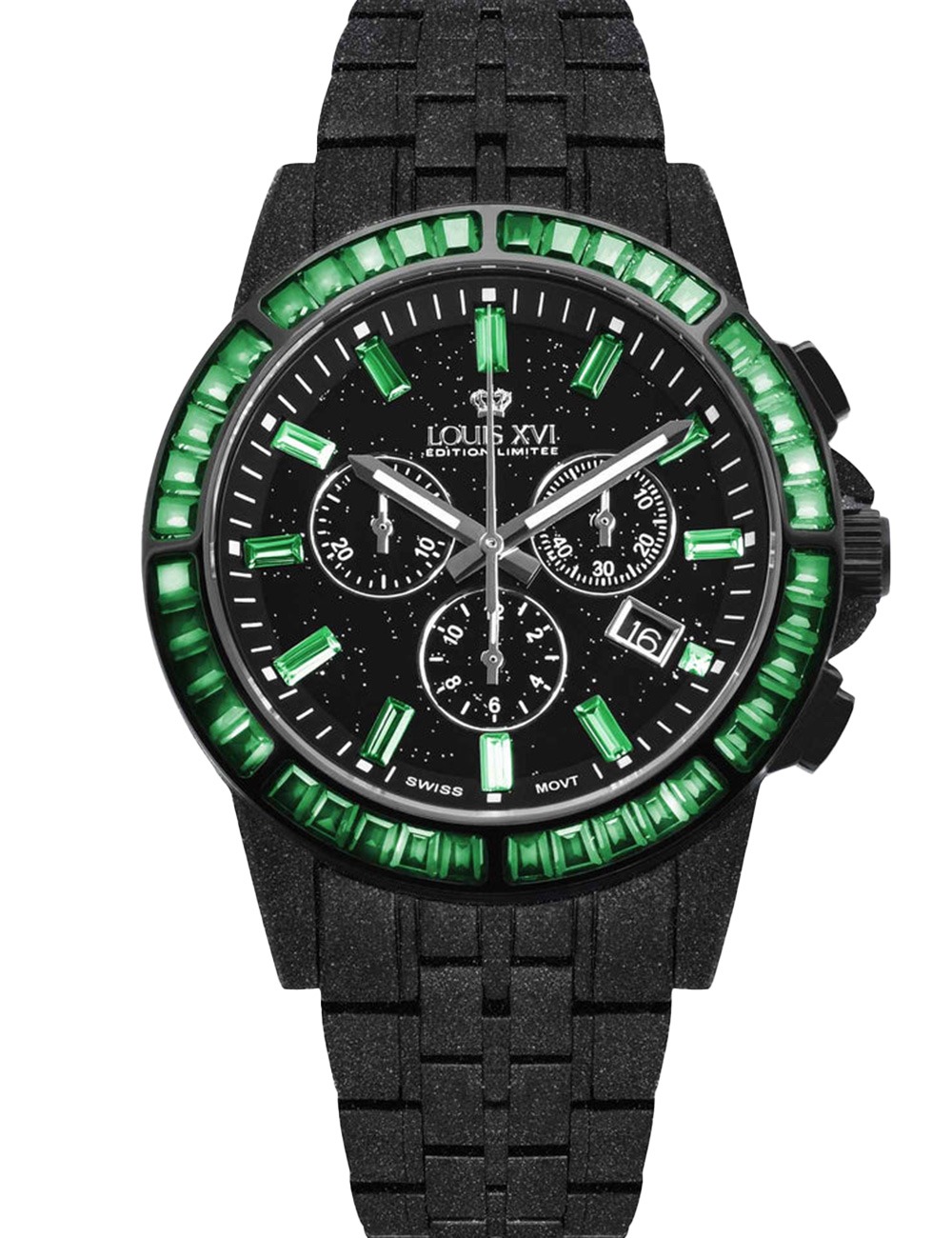 7640172148396 - Louis XVI LXVI1182 Herrenuhr Majeste Frosted Iced Out Chrono Limited 43mm 10ATM