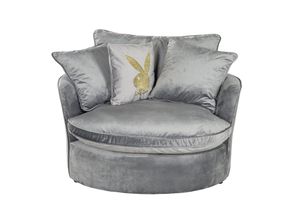 7640340670230 - PLAYBOY - Drehsessel Loveseat ELOISE Fernsehsessel inkl 4 Kissen gepolsterte Sitz- und Rückenlehne 360° Drehfunktion Samtstoff in Anthrazit