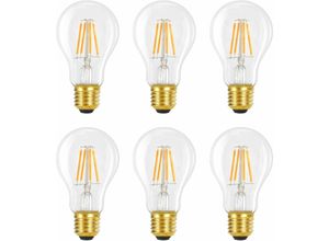 7661577725418 - Led Lampe E27 Glühbirne 6ER A60 Vintage Edison Leuchtmittel 4W 2700K Warmweiss Glühlampe Retro Filament Birnen Bulb Energiesparlampe für Haus Café