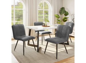 7681280137216 - Esszimmerstühle mit Rückenlehne (4er-Pack) Küchenstuhl mit Samtbezug gepolsterter Metallstuhl ergonomischer Stuhl Grau