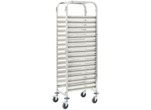 7683597146714 - Hommoo - Tablettwagen für 16 Tabletts 38x55x163 cm Edelstahl YQvidaXL50920DE