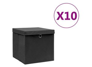 7683597960136 - Aufbewahrungsboxen mit Deckeln 10 Stk 28x28x28 cm Schwarz YQvidaXL325190DE