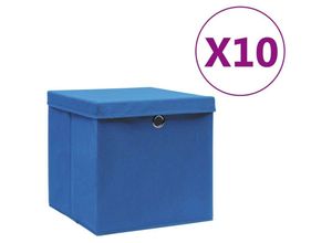 7683597960143 - Aufbewahrungsboxen mit Deckeln 10 Stk 28x28x28 cm Blau Vidaxl Blau