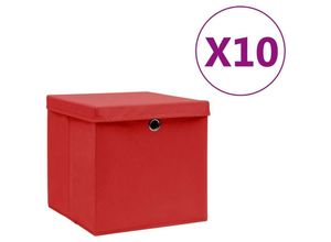 7683597960198 - Aufbewahrungsboxen mit Deckeln 10 Stk 28x28x28 cm Rot YQvidaXL325222DE