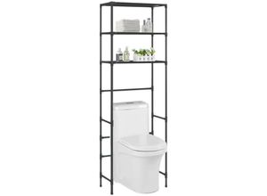 7698523449463 - Toiletten-Regal 3 Ablagen Schwarz 53x28x169 cm FF288329DE