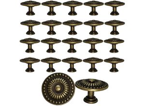 7734759901266 - Jnsongs - 20 Stück Vintage Schrankknöpfe Schubladenknöpfe 29 mm Blumenmuster Messing Schubladengriffe für Möbel Küche Tür Schrank Bronze