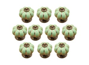 7734759915669 - Jnsongs - 10pcs Schrankknäufe Tür mit Schrauben Vintage Keramik Kürbis Möbelknöpfe Türknauf Wohnzimmer Büro - Verde Oscuro