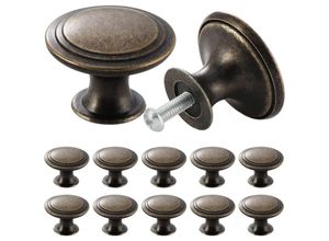 7734759916352 - Jnsongs - 10 Stück Antike Bronze Schranktürknöpfe Vintage Runder Schubladengriffe Kommodenknöpfe für Schrank Schublade Kommode Möbelknöpfe für