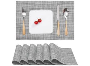 7734759930600 - Jnsongs - Tischsets Abwaschbar 6er Set Platzset pvc Hitzebeständig Rutschfest Platzdeckchen für Küche Speisetisch Hotel 45x30cm - Schwarz