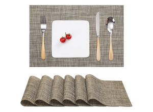 7734759930617 - Jnsongs - Tischsets Abwaschbar 6er Set Platzset pvc Hitzebeständig Rutschfest Platzdeckchen für Küche Speisetisch Hotel 45x30cm - Gold