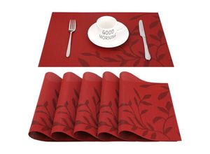 7734759930648 - Jnsongs - Tischsets Abwaschbar 6er Set Platzset pvc Hitzebeständig Rutschfest Platzdeckchen für Küche Speisetisch Hotel 45x30cm - Rot