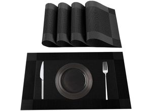 7734759930679 - Platzset Abwischbar 4er Set Tischset Abwaschbar pvc Abgrifffeste Hitzebeständig Rutschfest Platzdeckchen für KücheZuhauseRestaurantSpeisetisch