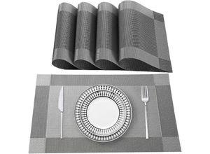 7734759930686 - Platzset Abwischbar 4er Set Tischset Abwaschbar pvc Abgrifffeste Hitzebeständig Rutschfest Platzdeckchen für KücheZuhauseRestaurantSpeisetisch