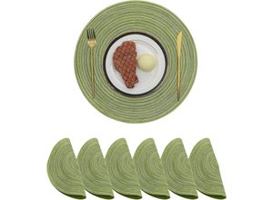 7734759930716 - Jnsongs - 6er Set Runde Platzsets Hitzebeständig Geflochtene Tischsets für Küche Fest Hochzeit Party 38x38cm - Vert