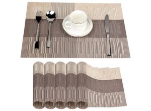 7734759930778 - Platzsets 6er Set Rutschfest Abwaschbar Tischsets Platzset hitzebeständig für Küchentisch und Restaurants - Or