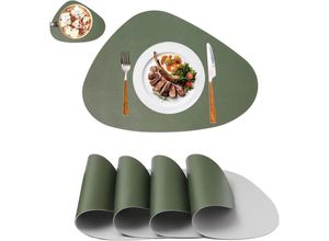 7734759930860 - Jnsongs - 4er Set Tischsets Leder und Untersetzer Platzsets Abwischbar Platzset Hitzebeständig Doppelseitigen - Vert