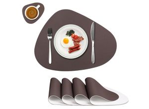 7734759930884 - Jnsongs - 4er Set Tischsets Leder und Untersetzer Platzsets Abwischbar Platzset Hitzebeständig Doppelseitigen - Weiß