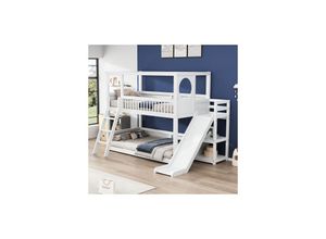 7734759931799 - Jnsongs - Kinderbett Etagenbett Multifunktionales Bett mit Regalen Rutsche ohne Matratze 90x200cm