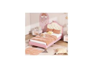 7734759936343 - Jnsongs - Kinderbett Pink Ribbon Polsterbett abwechselnd mehrfarbige LED-Streifen 90x200cm