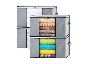 7739196359120 - Shining House - Kleider-Organizer 4er-Set große Unterbett-Aufbewahrungsbox aus Vliesstoff mit Griff zur Aufbewahrung von Bettdecken Kleidung