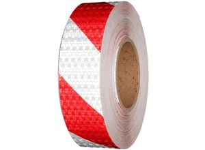 7739196363608 - Selbstklebendes reflektierendes Klebeband 10 m x 5 cm rotes und weißes Klebeband reflektierende Aufkleber Sicherheitsband für Fahrzeuge Straßen