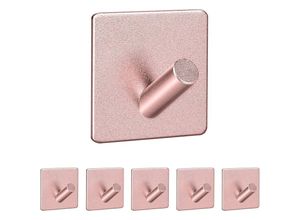 7739196373836 - SHINING HOUSE Wandklebehaken 6 Stück 3M Wandhaken Badezimmer Küchenhandtuchhalter Wasserdichter Klebehaken Porenfreie Aluminiumlegierung Rosa