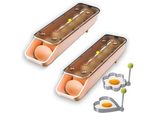 7739196376387 - Eierbehälter für Kühlschrank Eierkühlschrank mit großem Fassungsvermögen automatischer Roll-Eieraufbewahrungsbehälter Eieraufbewahrungsbox (Rosa