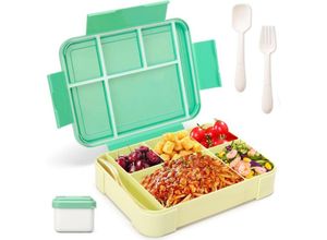 7739196886268 - Lunchbox Bento-Box Lunchbox aus Kunststoff für Erwachsene und Kinder 1300 ml Bento-Box Mahlzeitenbox mit drei Fächern und Besteck BPA-frei