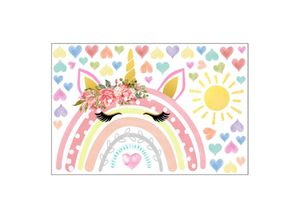 7739196889870 - Shining House - Kinder-Wandaufkleber Mädchen-Regenbogen-Wandaufkleber Wandbild Einhorn Regenbogen-Sonne Abziehbilder für Mädchen-Schlafzimmer