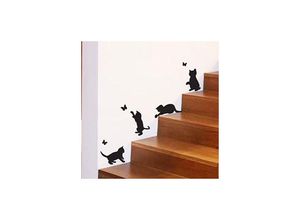 7739196889948 - Katzen spielen und fangen Schmetterlinge Vinyl-Wandaufkleber Deko-Aufkleber Wandbild Küche Tiere Tapete Dekoration für Kinderzimmer - Shining