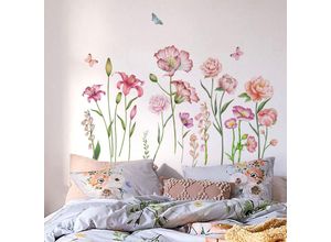 7739196889986 - SHINING HOUSE Gartenblumen-Wandaufkleber Boho-Blumen-Wandaufkleber böhmische Pflanze Wanddekoration Kinderzimmer Baby Wohnzimmer TV-Wand