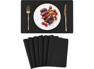 7739196984186 - Shining House - Tischsets 6er-Set 40 x 30 cm hitzebeständig schwarz Tischsets für Zuhause Küche Restaurant und Hotel