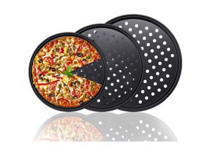 7739196985329 - Pizza-Backform-Set mit 3 antihaftbeschichteten runden Pizza-Backformen mit perforierten Löchern 24 cm 28 cm 32 cm Kohlenstoffstahl für Zuhause 7739196985329 - Pizza-Backform-Set mit 3 antihaftbeschichteten runden Pizza-Backformen mit perforierten Löchern 24 cm 28 cm 32 cm Kohlenstoffstahl für Zuhause