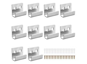 7751577295964 - 10 Stück Keramikfliesen-Display-Halter robuster Fliesenhaken U-förmige Halterung für Wandspiegelmontage für Badezimmer Küche Garage (Edelstahl)