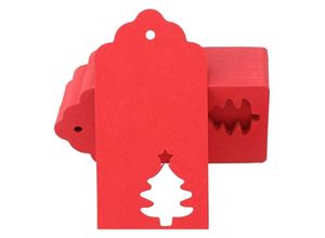 7751577428676 - Ahlsen - 100 Stück Papieranhänger Weihnachtsanhänger Weihnachtsgeschenkanhänger zum Dekorieren des Weihnachtsbaums (roter Weihnachtsbaum)