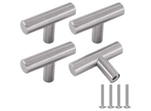 7751577429857 - Ahlsen - Möbelgriff silberne Edelstahl-Schranktürknöpfe 4 Stück Vintage-Küchenmöbelknopf mit Schrauben für Kommode Kleiderschrank